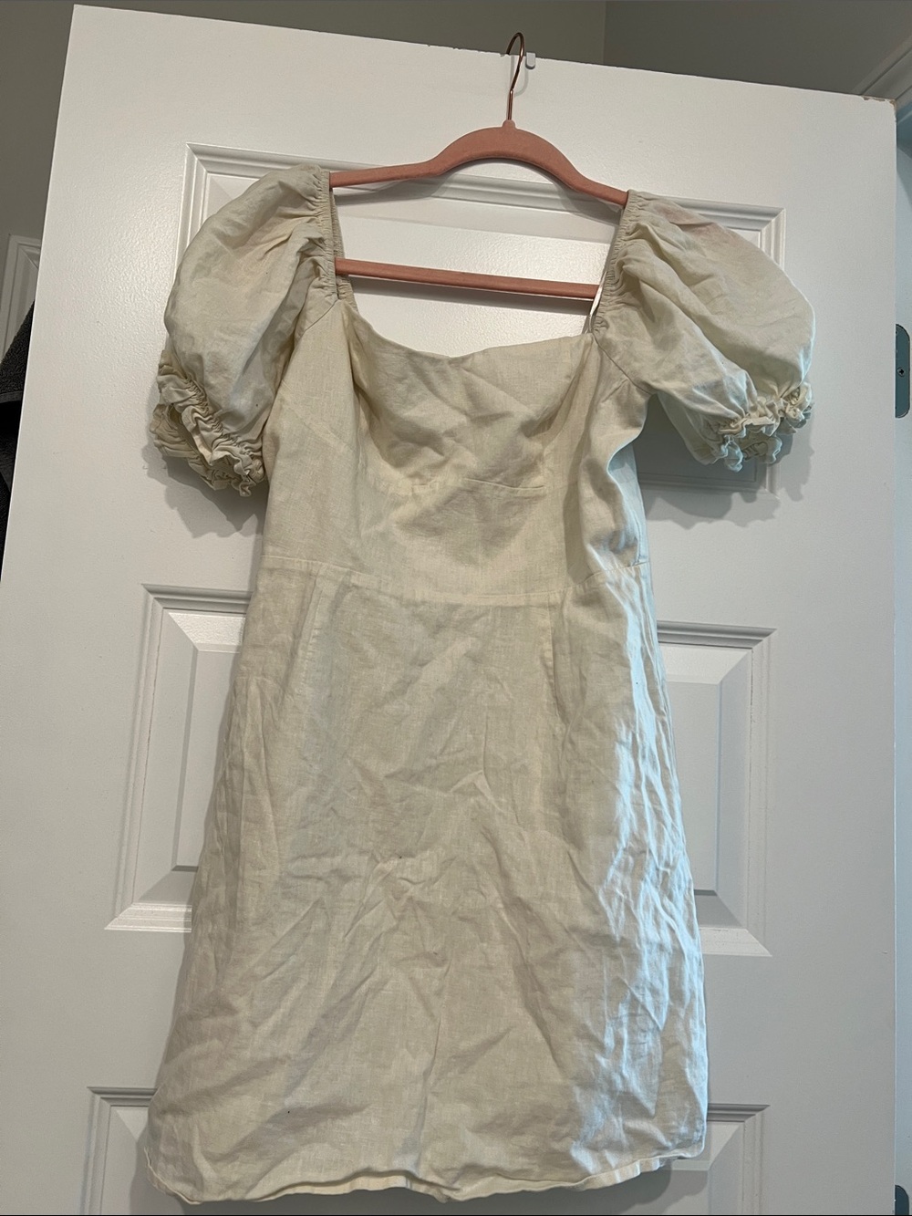 Forever 21 Cream Puff Sleeve Mini Dress - Cream